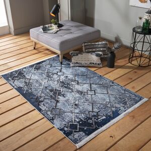 Fenomenální modrý vzorovaný koberec ve skandinávském stylu Šířka: 80 cm | Délka: 150 cm