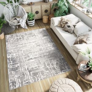 Šedý designový koberec se světlým abstraktním vzorem Šířka: 160 cm | Délka: 220 cm