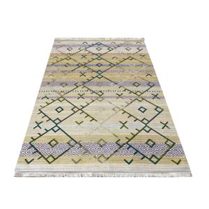 Originální zelený koberec v etno stylu s barevným vzorem Šířka: 160 cm | Délka: 230 cm
