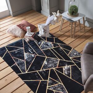 Čierny koberec so zaujímavými detailmi Šírka: 160 cm | Dĺžka: 220 cm