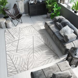 Světle krémový moderní koberec s motivem listů Šířka: 160 cm | Délka: 220 cm