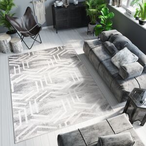 Světlý designový koberec s geometrickým vzorem Šířka: 140 cm | Délka: 200 cm