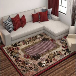 Červený koberec do kuchyně s hnědými listy Šířka: 200 cm | Délka: 400 cm