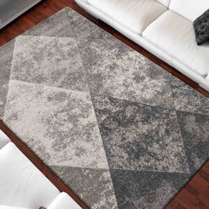 Originální šedý koberec do obývacího pokoje s motivem kosočtverců Šířka: 120 cm | Délka: 170 cm