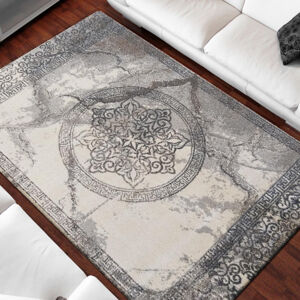 Šedý koberec se vzorem mandaly Šířka: 120 cm | Délka: 170 cm